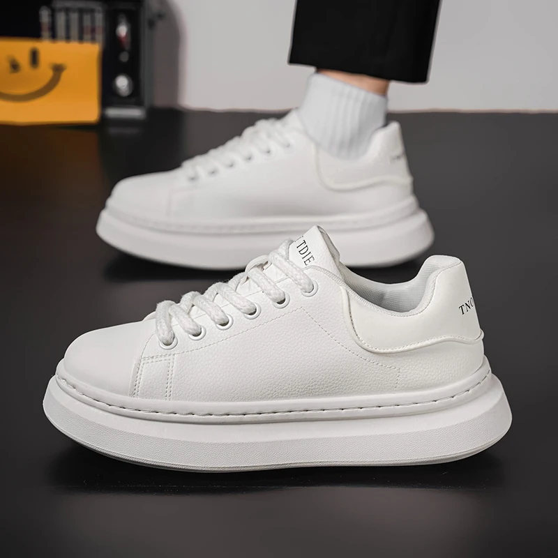 

Модные повседневные кожаные дышащие кроссовки на платформе с увеличенной высотой, массивные кеды, дизайнерские мужские кроссовки с объемным носком