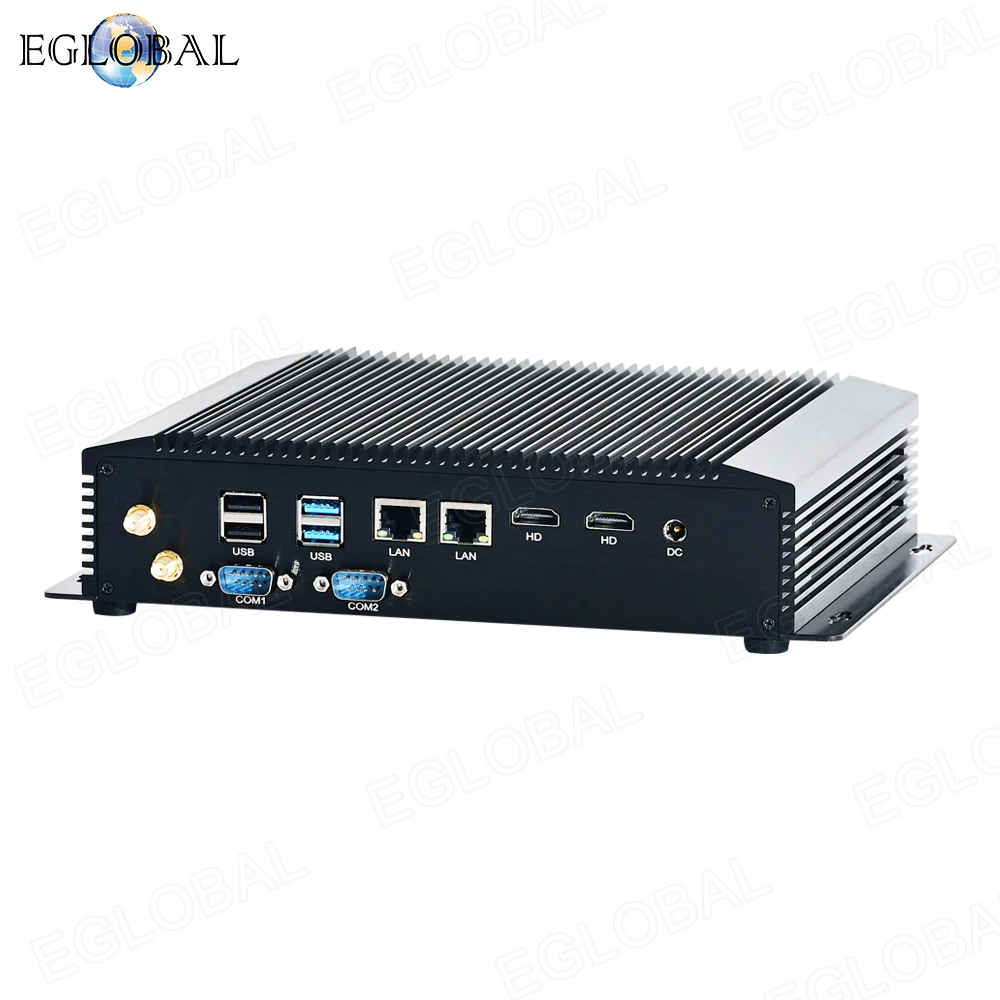 Eglobal Fanless Mini Pc Intel 10e Gen I7-1065G4 I5-1035G1 Industriële Computer 32G Ram 512 Ssd Dual Rj45 Lan Dual Rs232 Com Pc