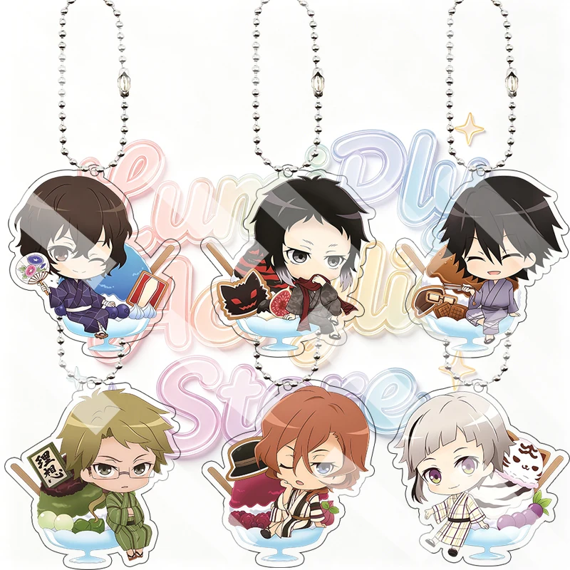 Q Version Osamu Dazai Ranpo Edogawa Atsushi Nakajima Bungo Stray Dogs Cartoon Cute Acrylic Keychain Backpack Pendant Decor Gifts