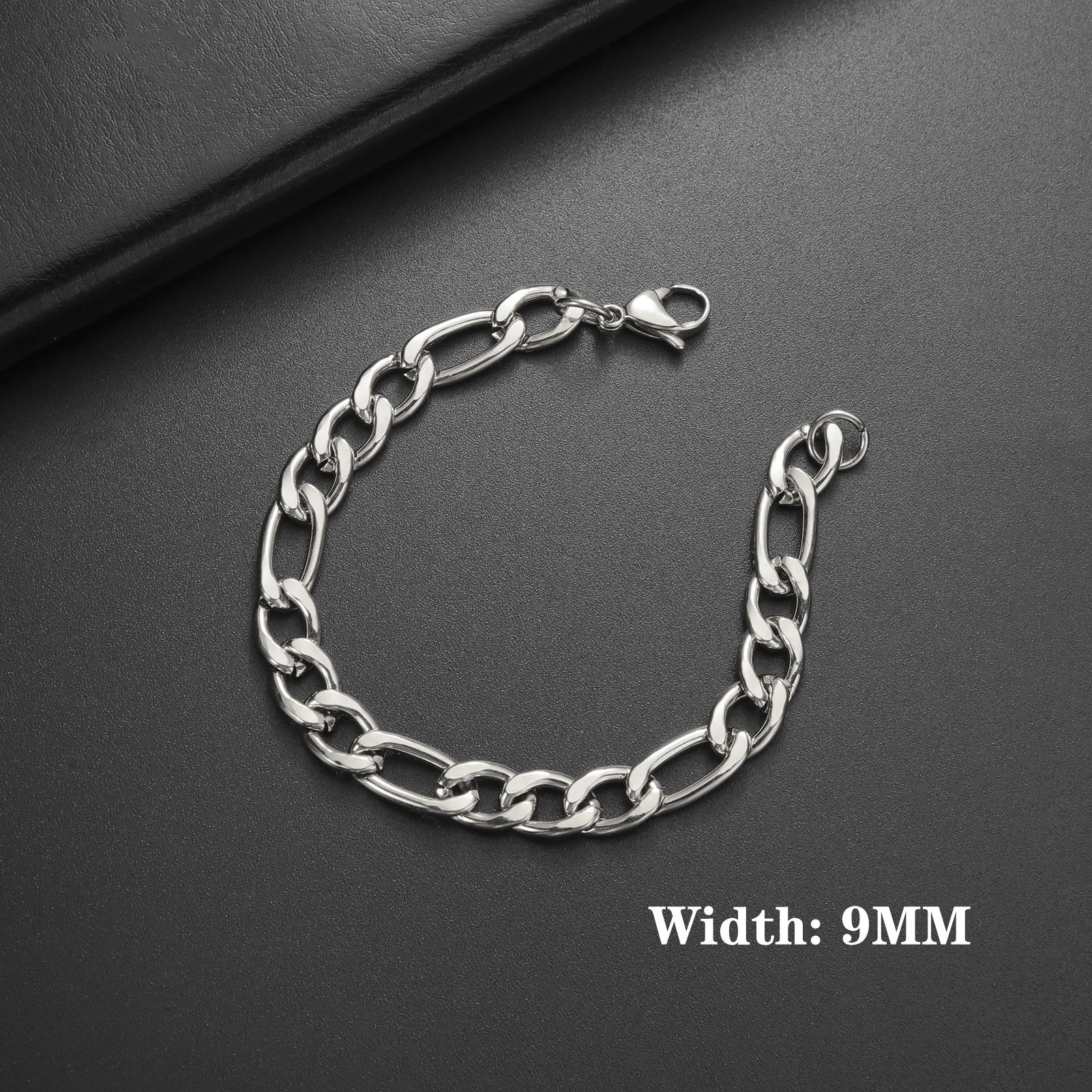 Lucktune Figaro-Kettenarmband für Männer und Frauen, Edelstahl, Breite 3–10 mm, Armbänder, Punk-Schmuck, Paar-Geschenk, Pulsera Hombre, Neu – Detail 27