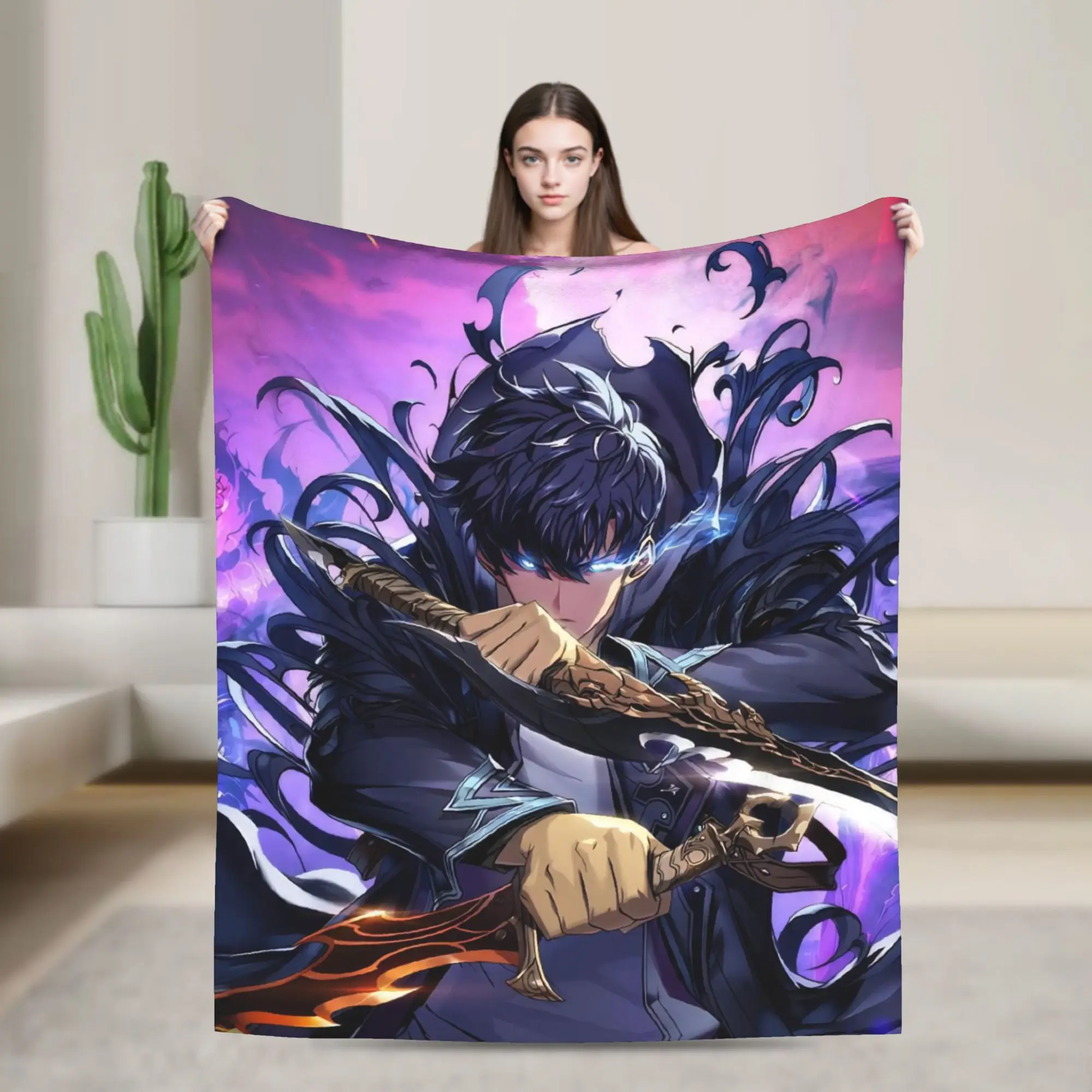 

Solos Levelings Blankets Anime Plush Awesome Warm Throw Blankets for Bedding Lounge Spring Autumn,