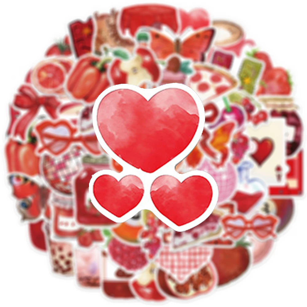 

10/30/50pcs Cherry Downtown Cartoon Stickers Red Aesthetic Decoration Decals DIY Suitcase Helmet Phone Cute Graffiti Sticker Toy