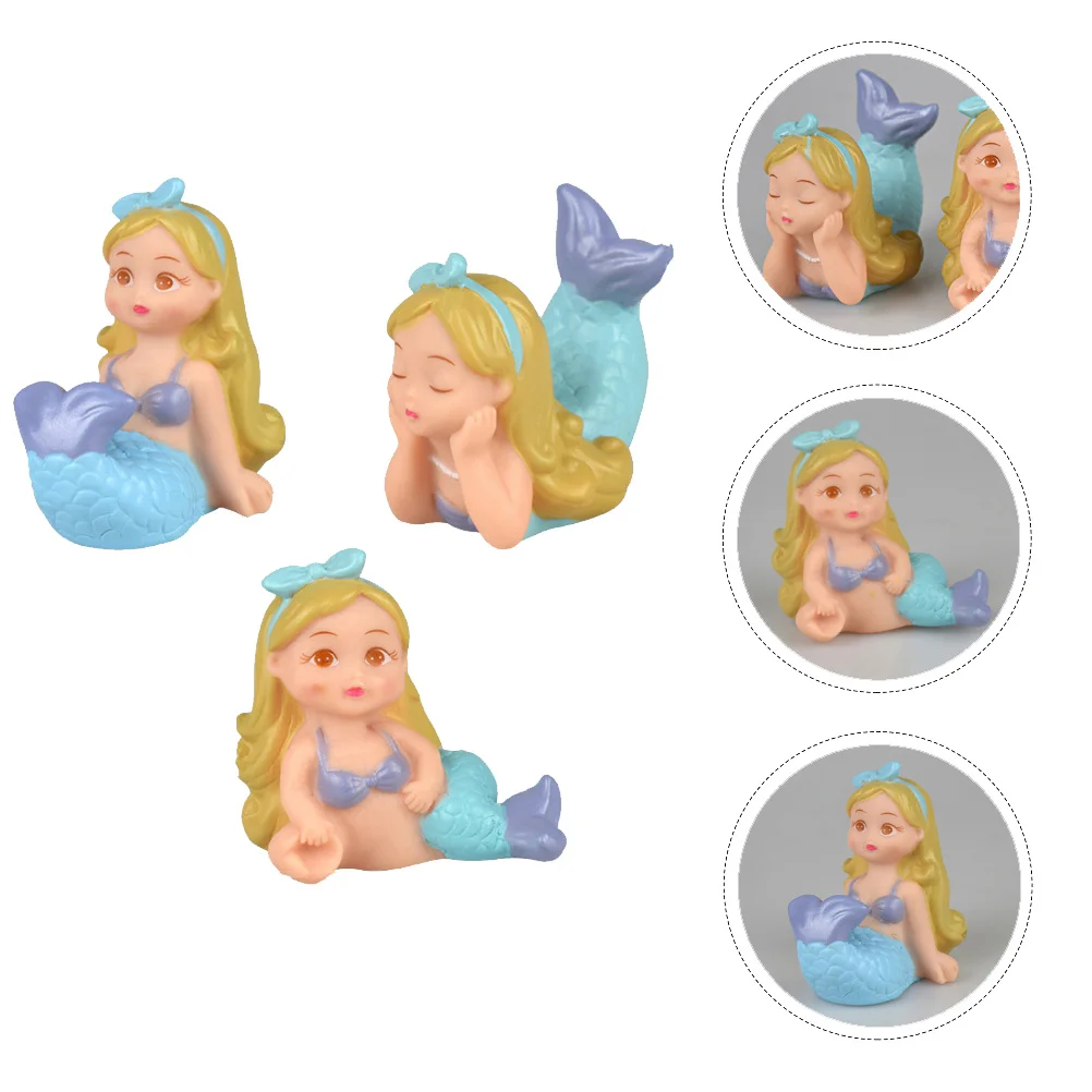 

3Pcs Adorable Mermaid Shape Cake Decorations Birthday Party Crafts Desktop Ornaments Cake Decor Home Decoration