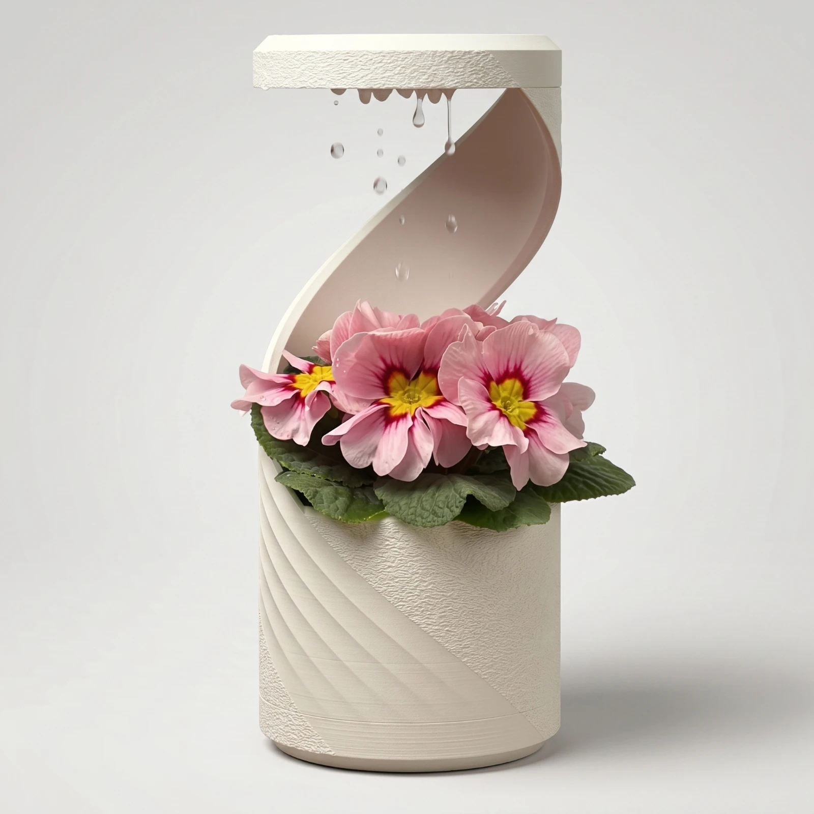 Vase with Drainage Tray Sculptural Desktop Vase Planter Contemporary Compact for Plant Lovers, Tabletop, Desk