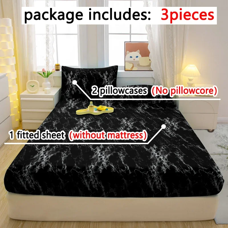 3-piece Simple modern pattern matte three piece fitted sheet set, bedroom printed bed cover set, bedding