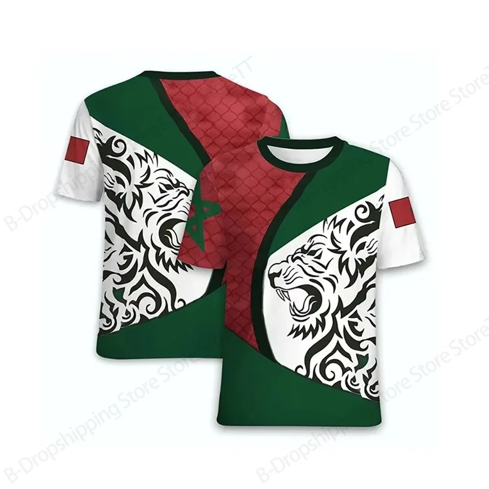 Moroccan Flag 3d Print Tshirt Fashion T-shirt Moroccan Flag Emblem Graphic T Shirt Casual Short