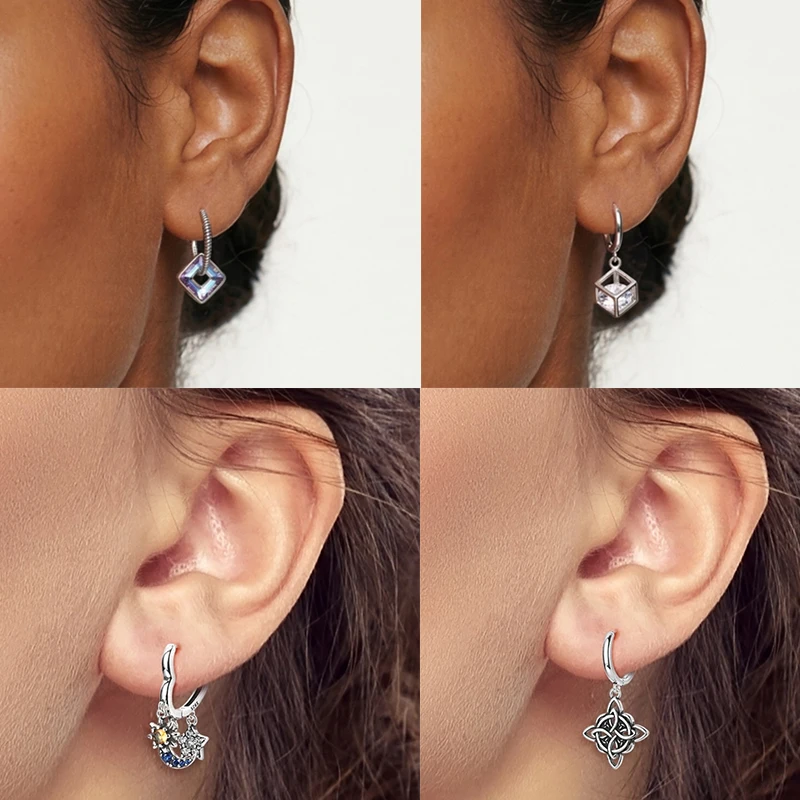 925 Sterling Silber Bunte Creolen Ohrringe mit Erdbeere, Libelle, Sonnenblume, Krabbe, Mantarochen und Lebensbaum als Geburtstagsgeschenk für Frauen – Detail 7