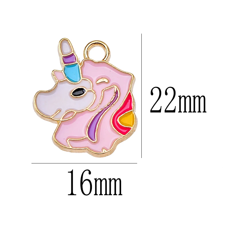 10Pcs 6 Styles Enamel Rainbow Unicorn Alloy Pendant Charm for Jewelry Making Women\'s Earrings Bracelet Supplies DIY Accessories