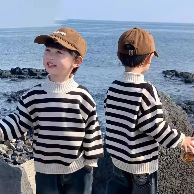 

Boys Striped Sweater Children Winter Knitted Pullover Kids Autumn Casual Knitted Jumper Kids Girls Fashion Winter Clothing