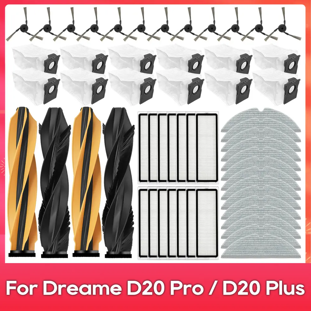 Fit For ( Dreame D20 Pro / D20 Plus / D20 Pro Plus / MOVA Z60 Ultra Roller Complete ) Brush Filter Mop Dust Bag Part Accessory