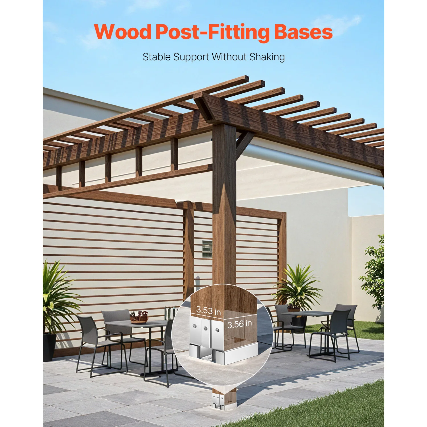 VEVOR 4x4/6x6 Post Base 10 Pcs Zinc-Plated Carbon Steel Posts Brackets with 1 Inch Standoff Elevation for Concrete Pergolas