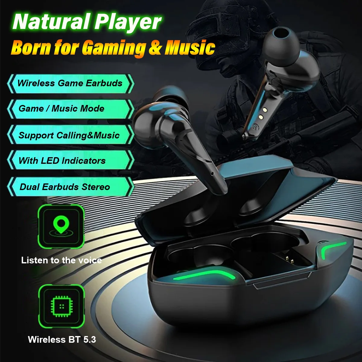 Słuchawki Bluetooth Gamingowe Bezprzewodowe Słuchawki Bluetooth Zestaw Słuchawkowy Bluetooth Słuchawki Bluetooth HIFI Z Mikrofonem Etui ładujące Słuchawki do gier i sportu