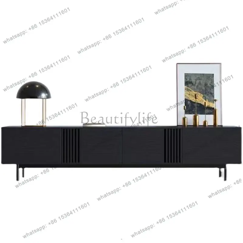 

Nordic black oak TV dining side cabinet Italian storage cabinet customization
