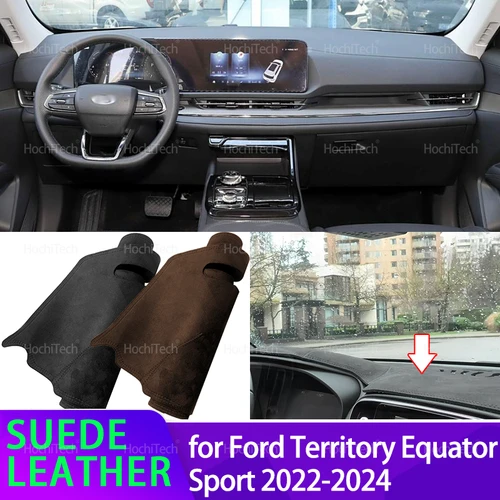 Para Ford Territory Equator Sport 2022 ~ 2024, cubierta interior de cuero de ante negro para salpicadero, alfombra, capa, cojín, almohadilla para salpicadero