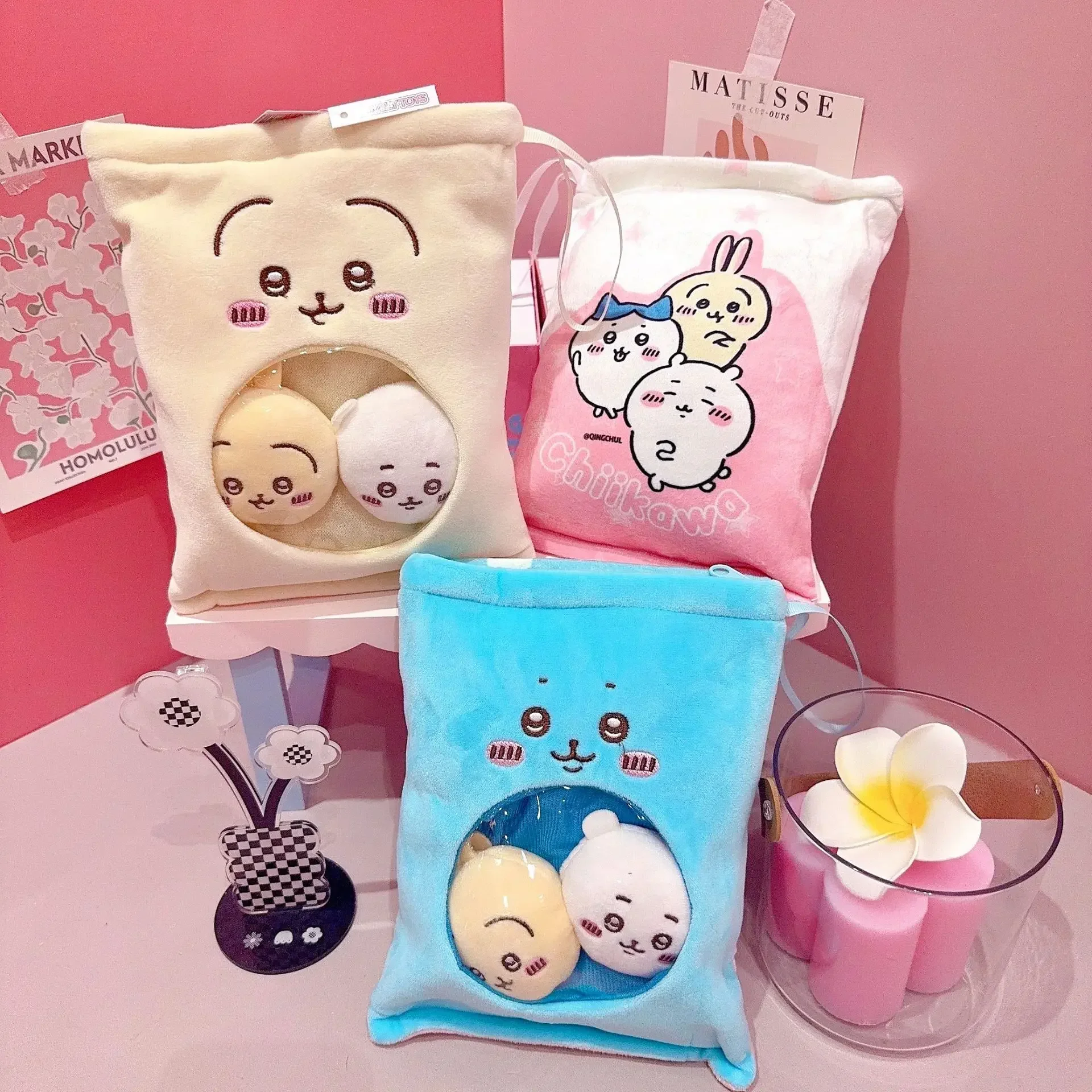 Chikawa Bagged Plush Potato Chip Snack Bag Toy 8-inch Anime Kawaii Hachiware Usagi Bun Doll Miscellaneous Pain Bag Grabber Doll