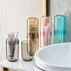 Travel Portable Mouthwash Cup Household Outdoor Toothbrush and Toothpaste Storage Box Travel Small Washroom Storage Box