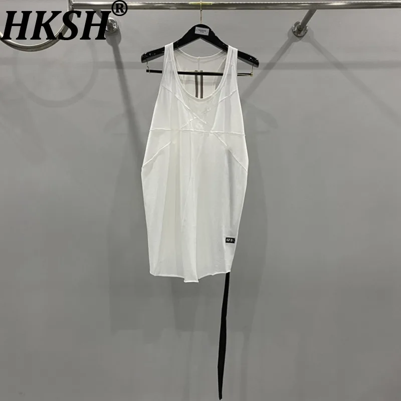 

Женская майка HKSH с круглым вырезом, без рукавов, однотонная, с яркой декоративной лентой, повседневная, трендовая, хлопковая, новинка лета 2026 HK21260