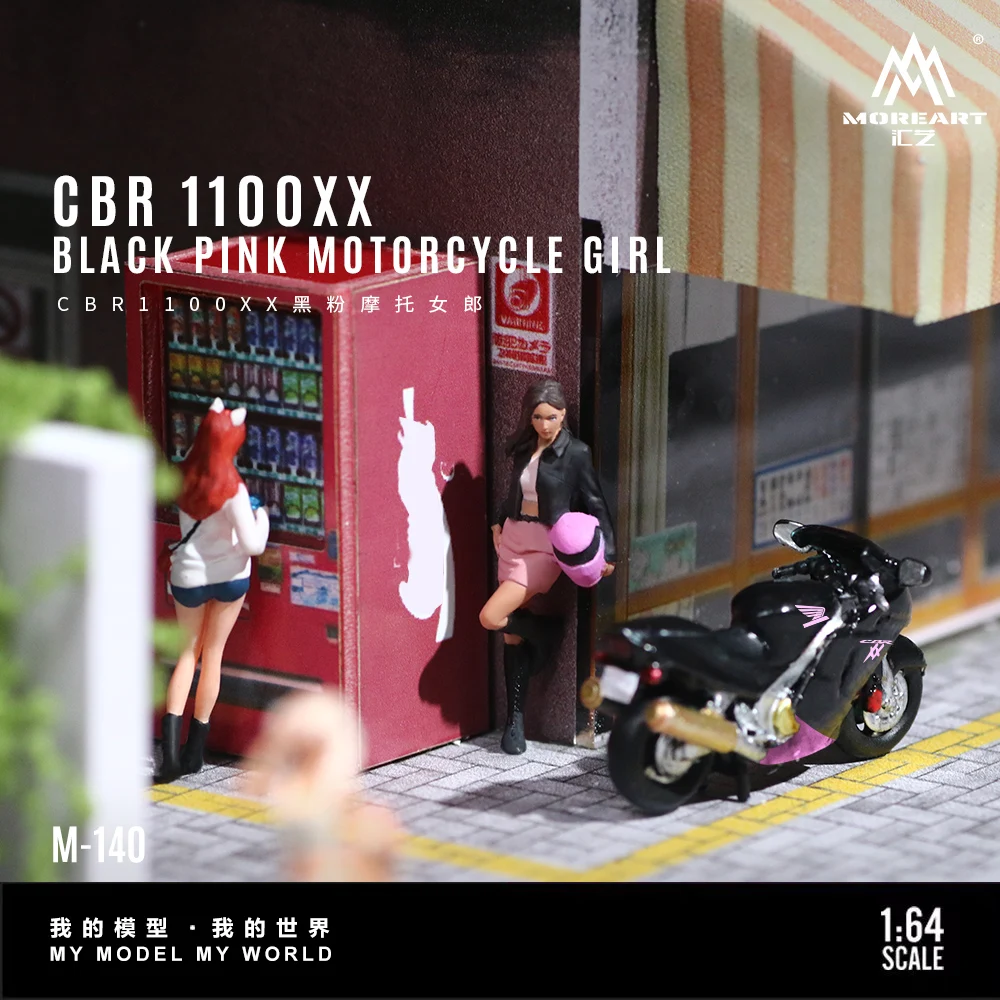 

MoreArt 1:64 CBR1100XX Black Pink Motorcyclet Action Figure Resin Model, Miniature Scene Decoration Gift&Display