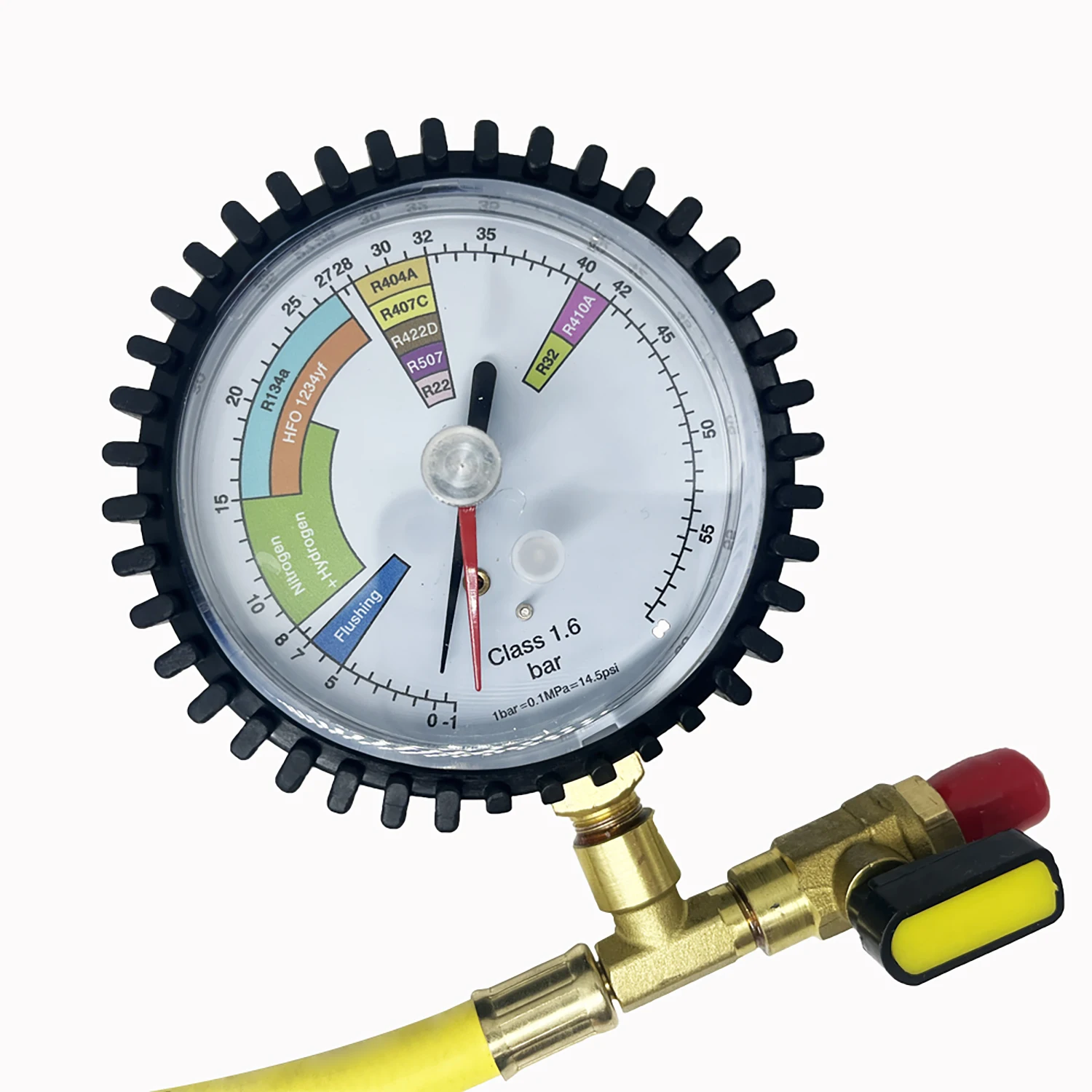 Nitrogen Pressure Tester 1~60bar HVAC Systems Cold Test Table Tools Brass 1/4 SAE In Pressure Gauge For R134a, R22, R407C, R410A