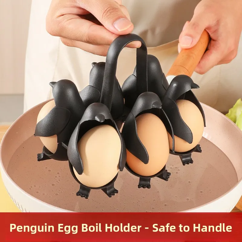 Cocedor de Huevos Penguin, Resistente a Altas Temperaturas, Multifuncional, Caja de Almacenamiento de Huevos para Cocina, Almacenamiento en Refrigerador, Utensilios de Cocina
