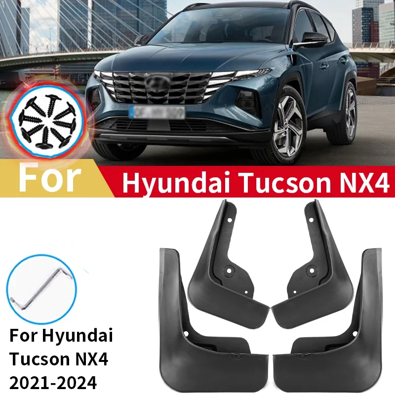 4pcs Mudguards For Hyundai Tucson NX4 Hybrid N Line Mud Flaps 2021 2022 2023 2024 Car Splash Guards Fender Protector Accessories