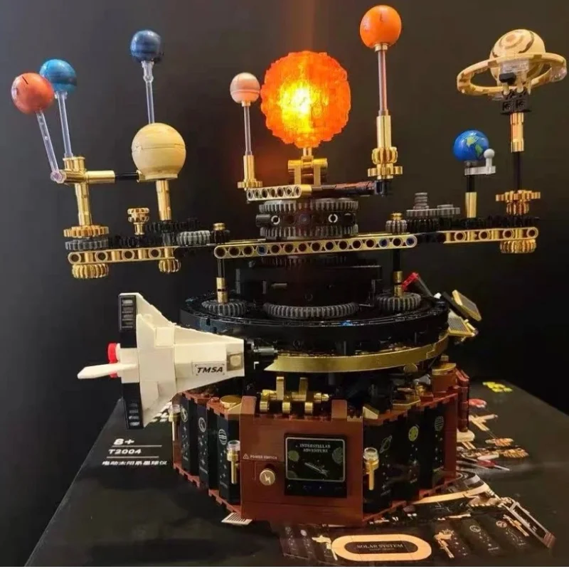 Elektrisch roterend universum Elektrisch zonnestelsel Lichtbouwstenen Zon Aarde Model Ruimte Wetenschap Onderwijs Kerstcadeau