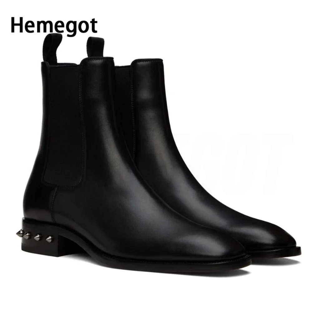 Ankle Boots Slip On Sole Edge Rivets Men's Black Shoes Winter Boots Retro Style Casual Boots High Top Wear Resistant Men's Shoes