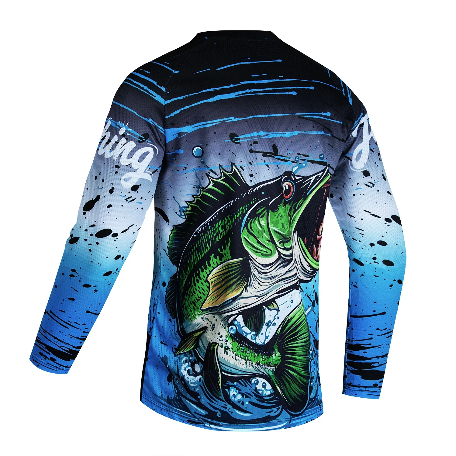 2024 Fishing Shirt Men Summer Outdoor Fishing Clothing Sunscreen Long Sleeve Fish Print Casual Shirts Anti-UV Fishing Shirts