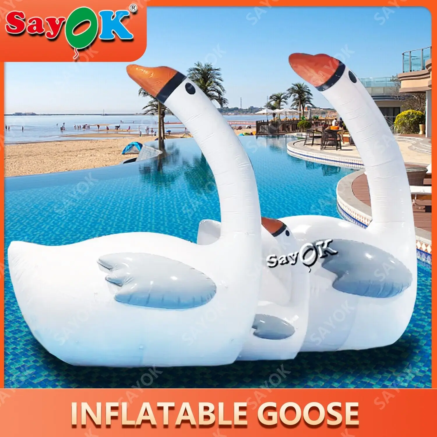 1pc 6mh Inflatable Goose Decoration Inflatable Animal Goose Model With Air Blower For Exhibition Show Decoration