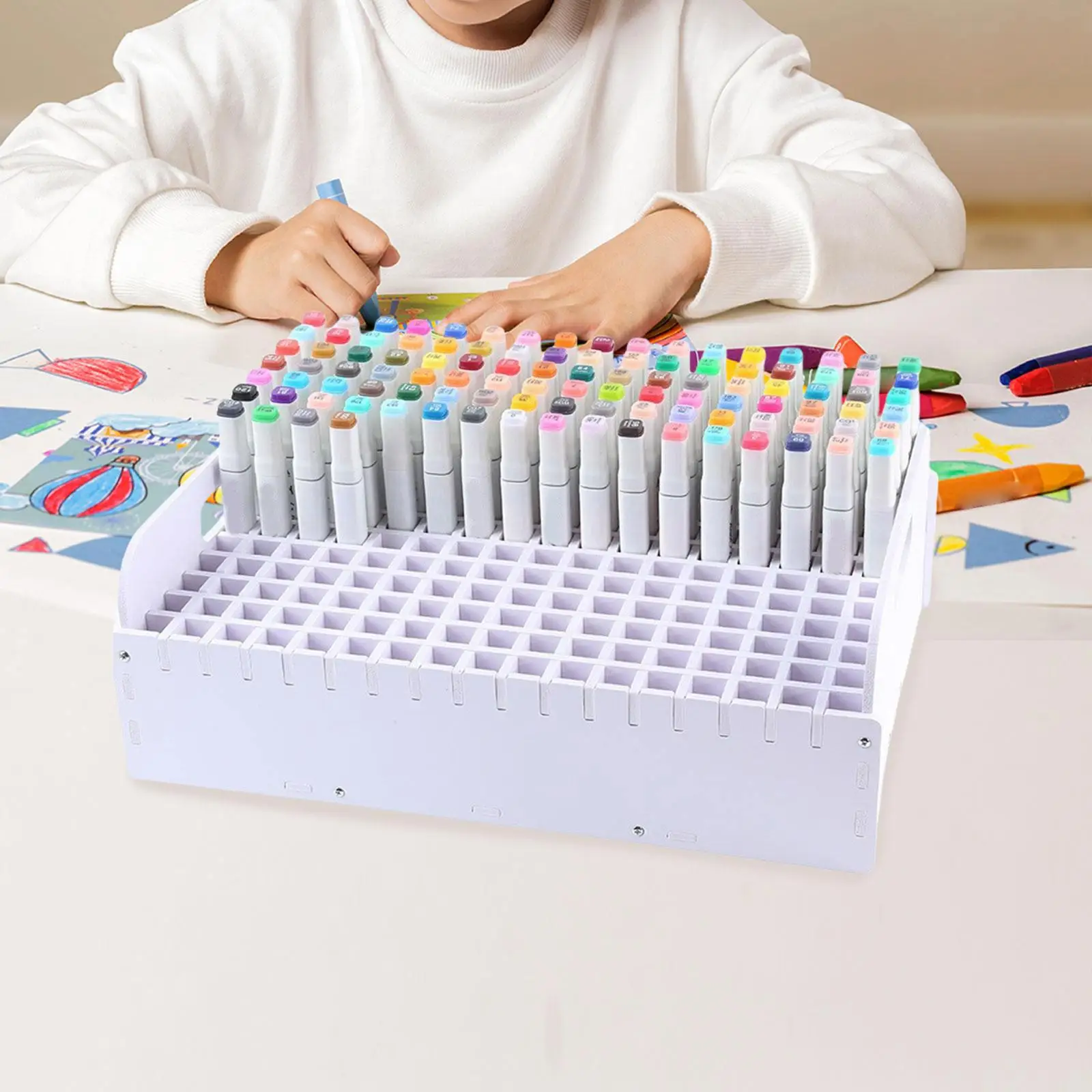 Marker Pen Organizer Holder 204 Slots Adjustable Pencil Holder Classroom