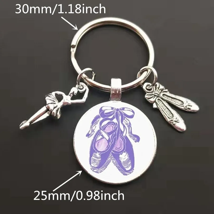 Ballerina Figure Silhouette Keychain Ballet Glass Pendant Charm Keychain Customizable Dancer Lover Gifts Jewelry For Girl