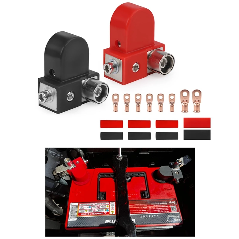 Super Sale Solid Brass Positive Negative Battery Terminals with Adaptor Collars