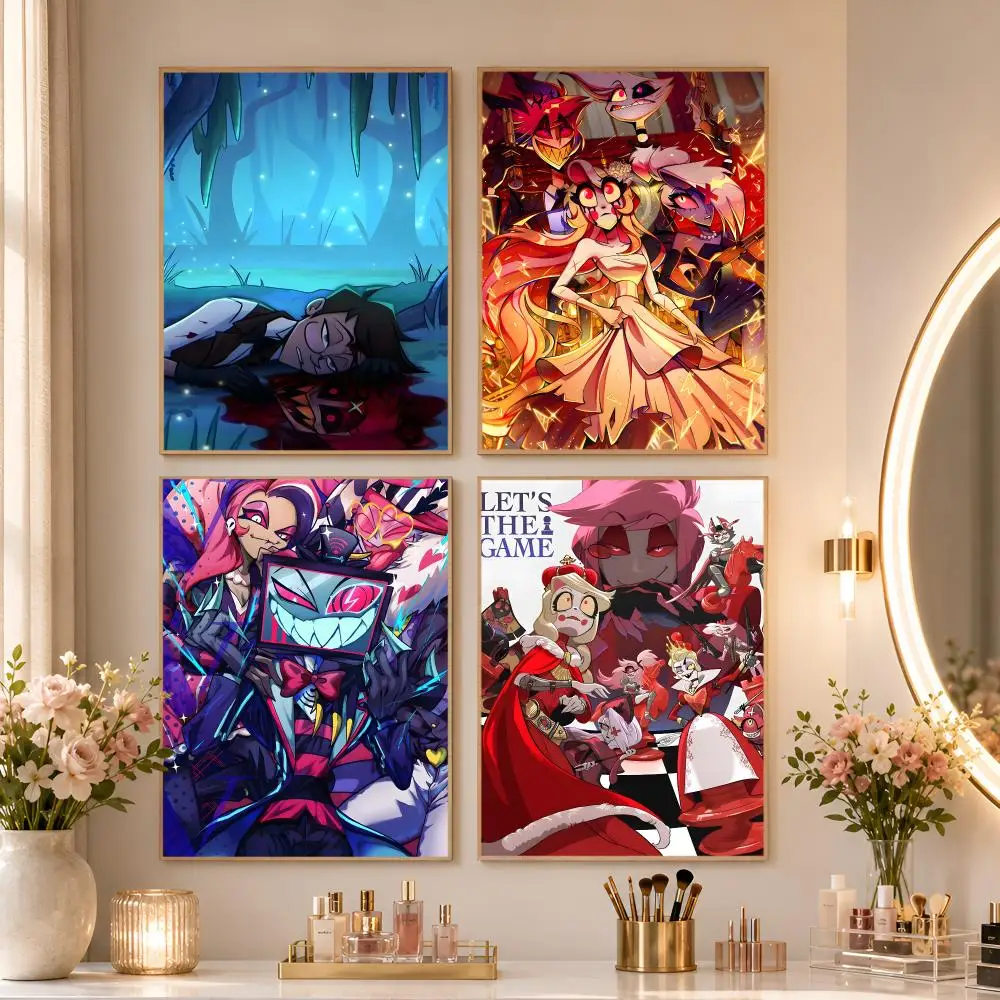 Cartoon H-Helluva Boss Terror Poster Matte Self-Adhesive Wall Art Print Living Room Bedroom Home Wall Decor