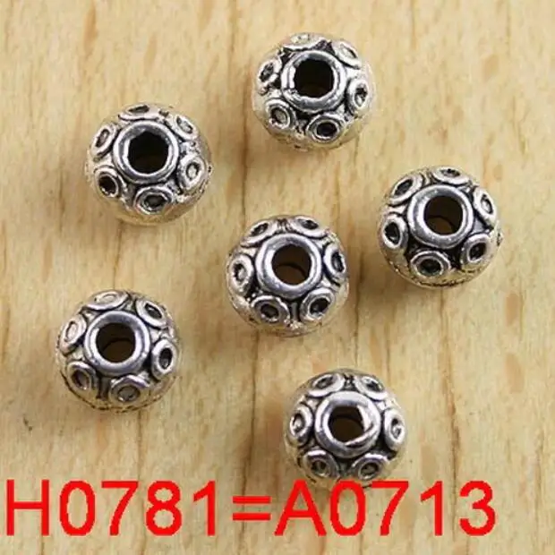 

40pcs Tibetan silver 7*5.6mm hole 2.2mm textured pattern spacer beads h0781