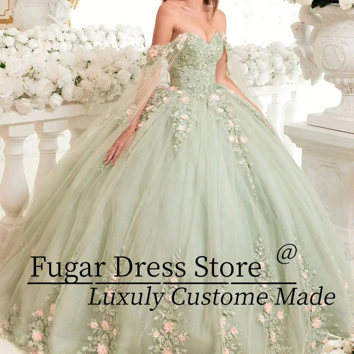 Angelsbridep Elegant Lace Ball Gown Quinceanera Dresses Sexy Off Shoulder 3D Appliques Beading Vestidos De QuinceaƱera