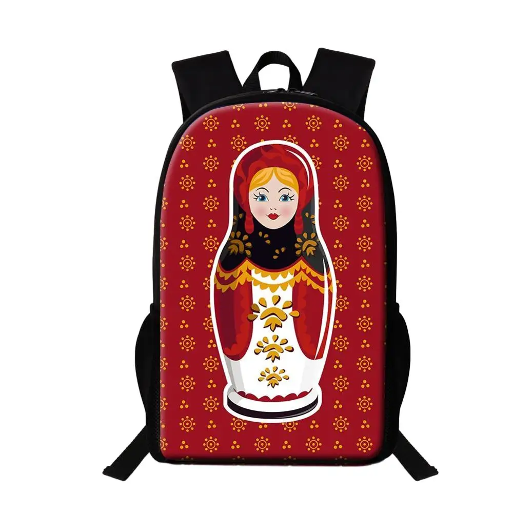 Russa Matryoshka Boneca Padrão Bolsa de Escola para Estudante Médio, Mochila Feminina, Versátil Bookbag, Adolescentes Meninas Mochila Viagem, Novo