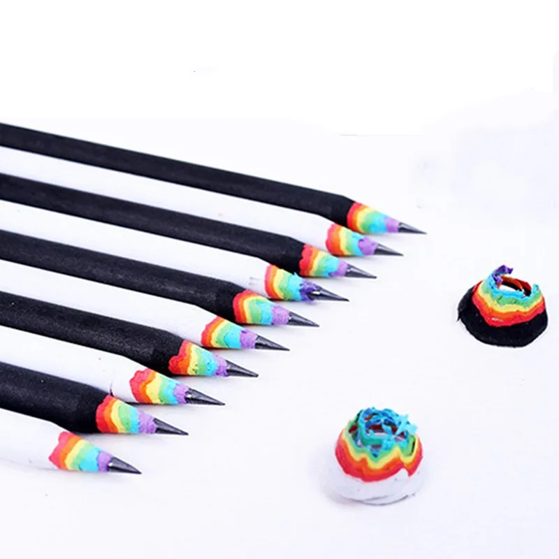 5 PCs Paper Pencil 2B Kawaii Stationery Supplies Aesthetic Rainbow 2B Pencil for Kids Drawing Accessories Kawaii School Supplies