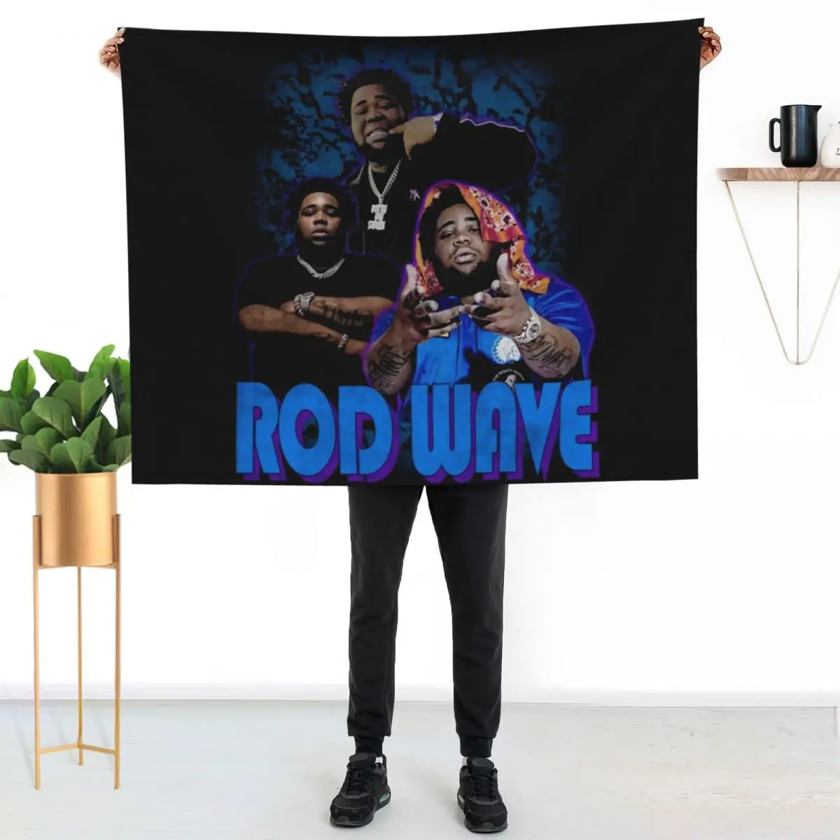 

Rod Wave Vintage Bootleg 90s Throw Blanket Cozy Napping Blanket Gift for Mom Dad