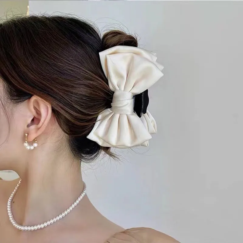 1Pcs Fashion Solid Bow Hair Claws For Women Gilrs Party Thick Hair Holder Acceossories
