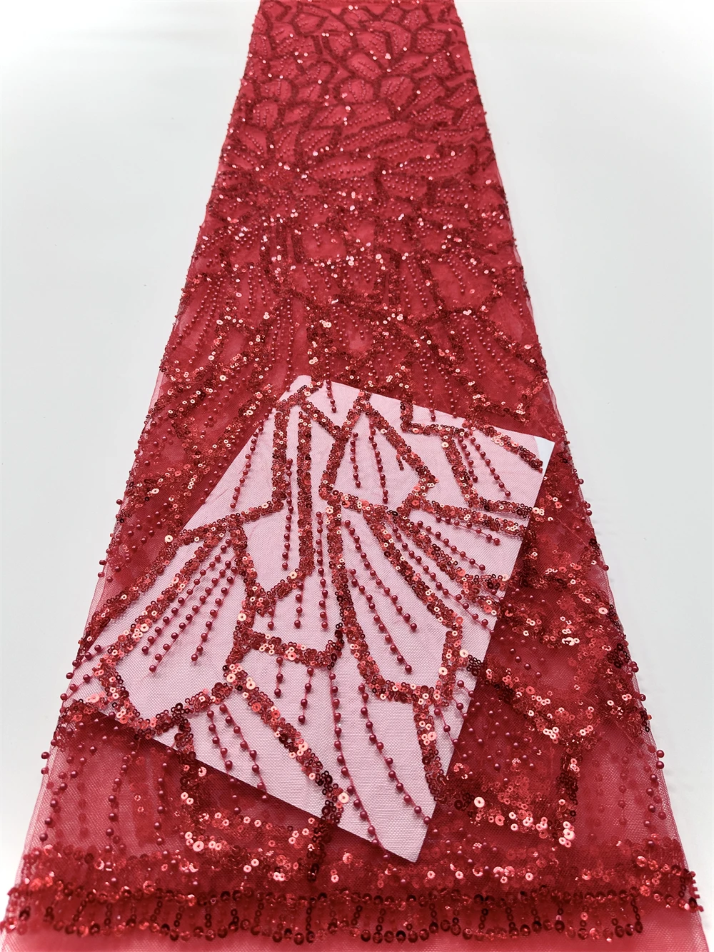 قماش تول شبكي فاخر من الدانتيل الأفريقي النيجيري المطرز مع ترتر وخرز للملابس والديكور المنزلي #6