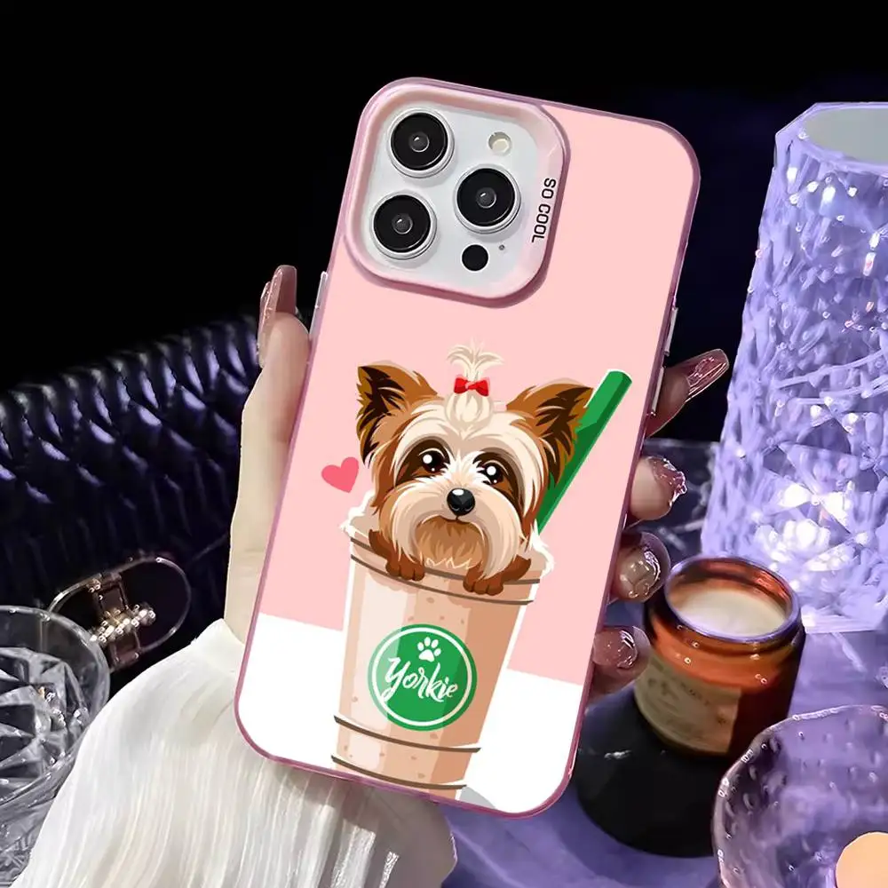 Cartoon schattige Shih Tzu hond telefoonhoesje voor iPhone 17,16,15,14,13,12,11 Plus, Pro Max roze matte schokbestendige hoes