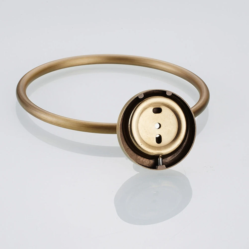 

Brass Round Brushed Old Bathroom Rack Durable Wall Mounted Decorative Hanging Towel Ring Towel Hanger F6711