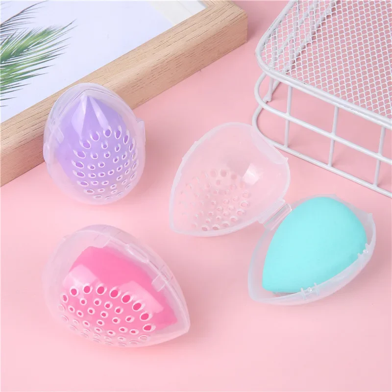 Waterproof Portable Cosmetic Beauty Sponge Storage Blender Case Waterdrop Puff Holder Empty Cosmetic Transparent Elliptic Box