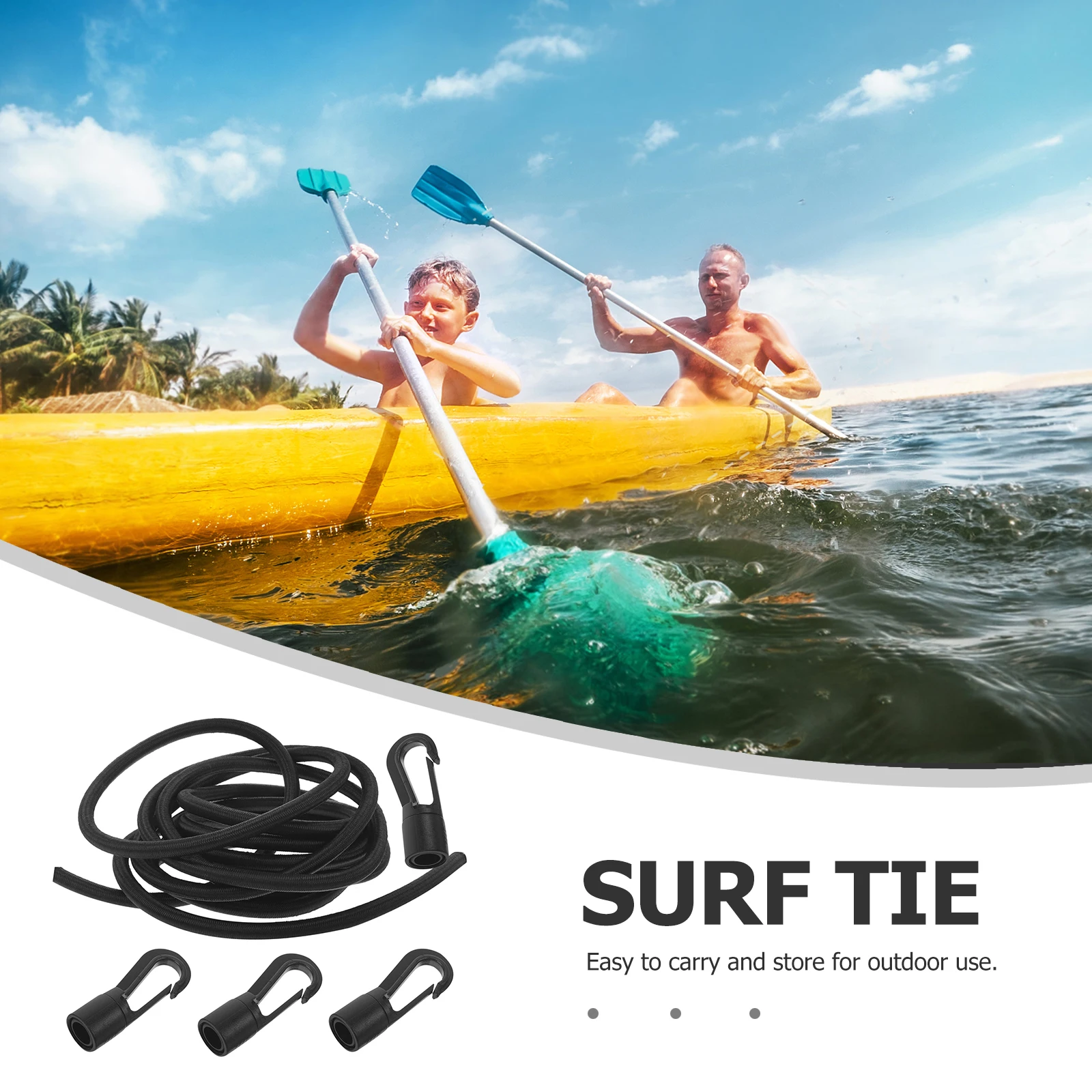

1 set 1 Set Paddle Fixing Strap Surfboard Carrier Anti-Lost Paddle Rope Shock Absorption Bungee Cord For Kayak Boat Camping