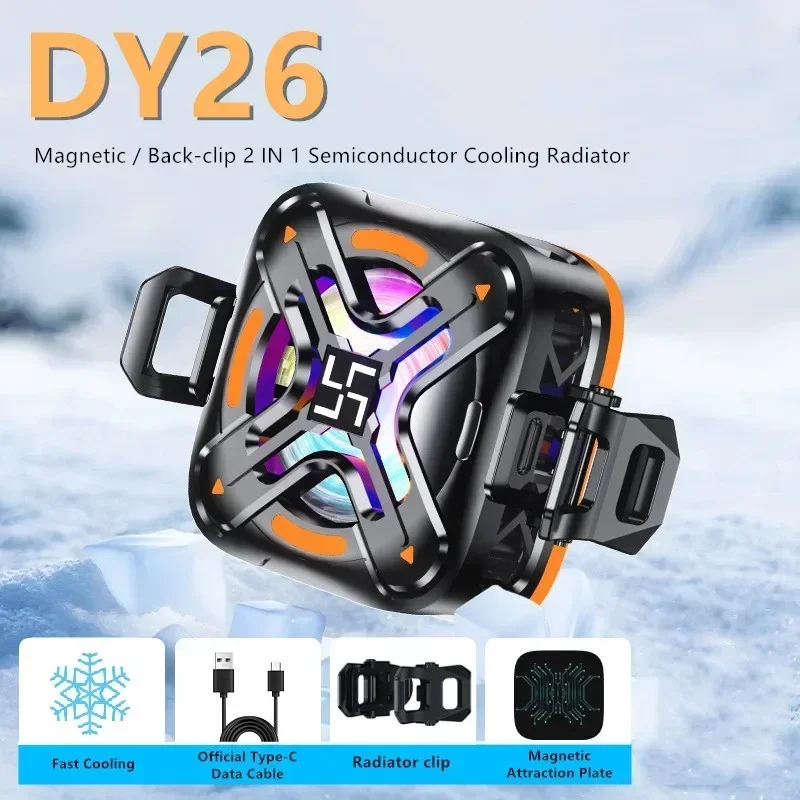 

DY26 Mobile Phone Semiconductor Cooling Fan Magnetic Back-clip Universal Radiator Type-c System for IOS Android PUBG Game Cooler