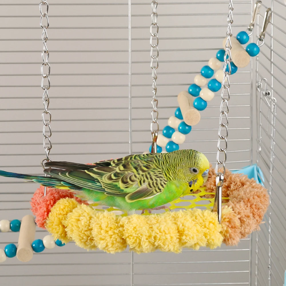 لون عشوائي الخريف الشتاء عش الطيور أفخم الببغاء جولة النوم سرير معلق محطة الإطار للحيوانات الصغيرة الحيوانات الأليفة الطيور قفص الببغاء