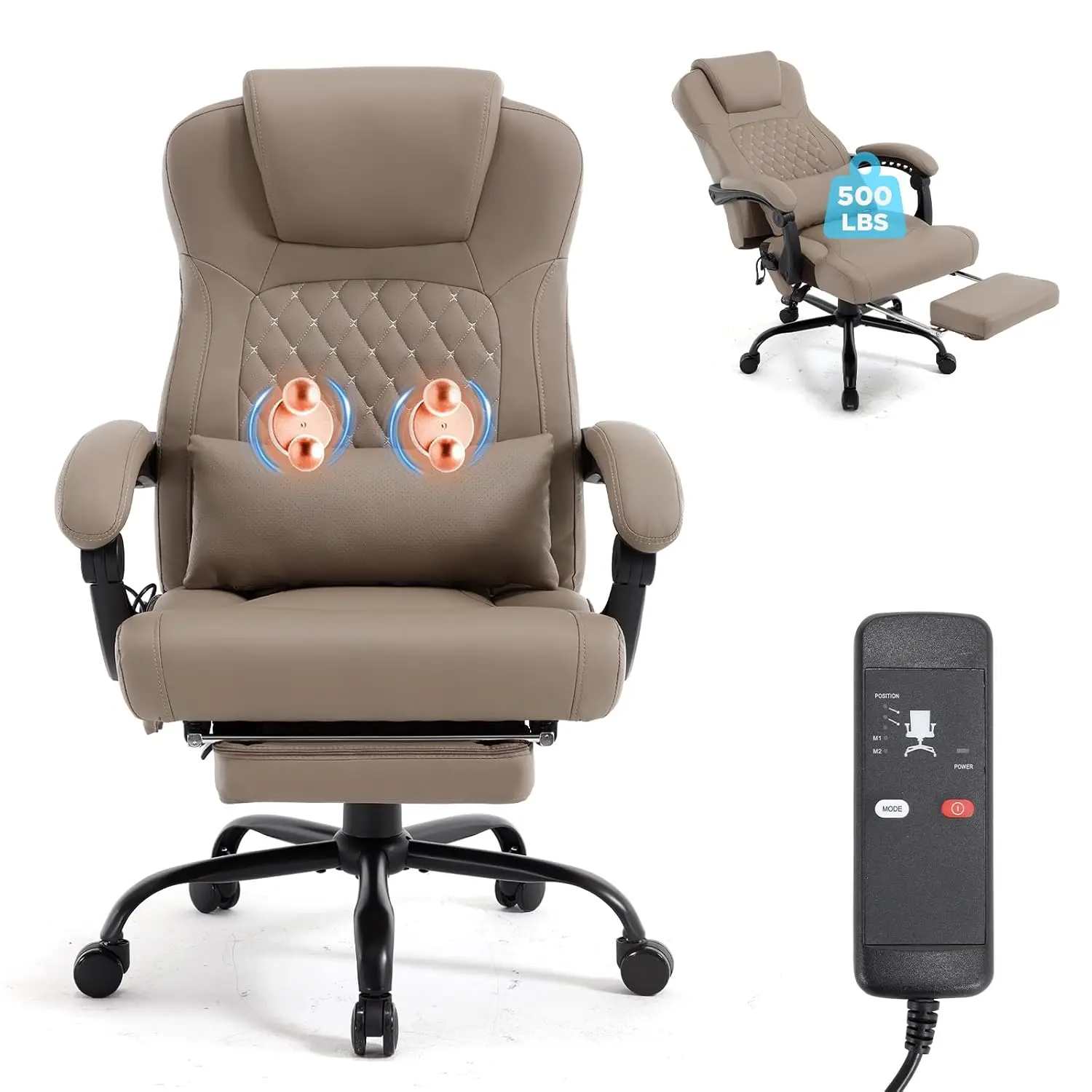 3D Kneading Massage Plus Size Comfy Office Desk Chair for Women