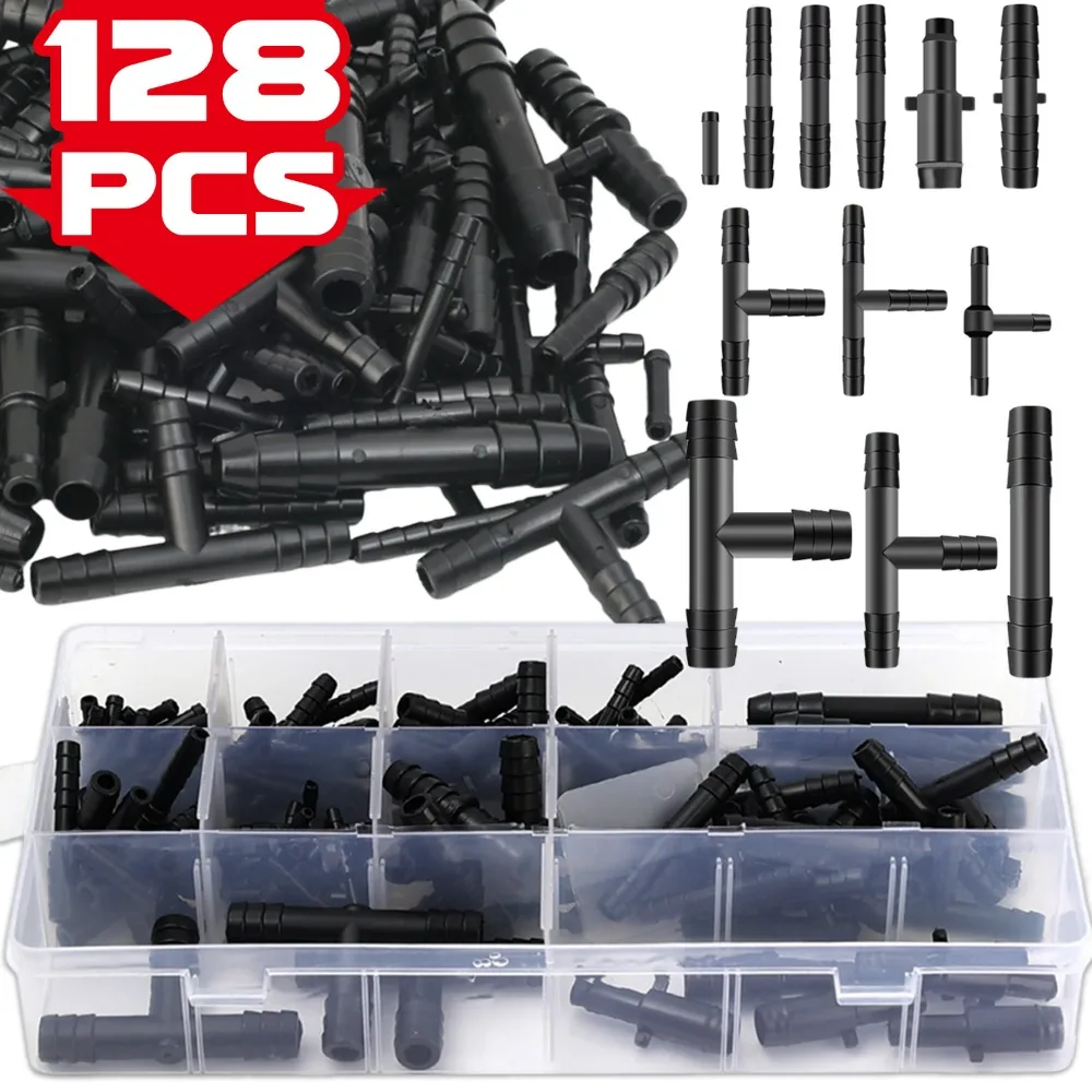 Nylon Car Hose Connector Straight T-type Reducer Auto Engine High Temp Vacuum Hose Fitting Kit for Cooling Systems Fuel Systems