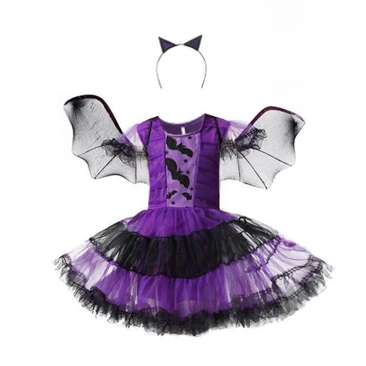 loween Costume da spettacolo per bambini Abito da strega Cosplay Piccola strega Ragazza Par Abiti da spettacolo Fem Bambino