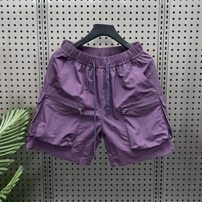 

Qui Dry Summer Thin Pure Color Loose Workwear orts Men's Five-Quarter Casual Trendy Sports Pants Four-Quarter ort Pants